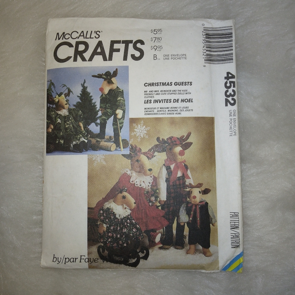 MCCALL'S 4532 Delightful large & small boy & girl reindeer dolls with clothing